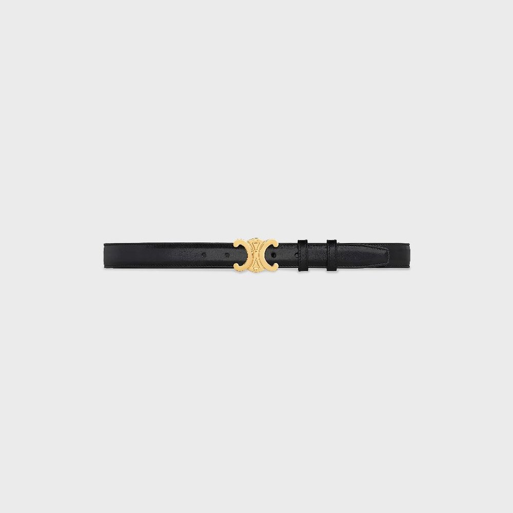 Celine Medium Triomphe Belt | Black Leather| Size: 75